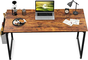 CubiCubi Study Computer Desk 47" Home Office Writing Small Desk, Modern Simple Style PC Table, Black Metal Frame, Rustic Brown
