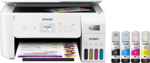 Epson Premium EcoTank 2800 Series All-in-One Color Inkjet Cartridge-Free Supertank Printer I Print Copy Scan I Wireless Connectivity I Mobile Printing I Print Up to 10 ISO PPM I 1.44" Color LCD