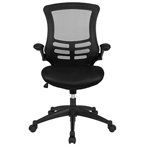 Flash Furniture Mid-Back Black Mesh Swivel Ergonomic Task Office Chair with Flip-Up Arms