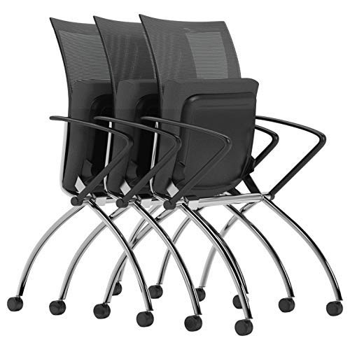 Mayline Group Safco Products Valoré High Back Chair with Arms TSH1BB, Black, Reclining Mesh Back, Fabric Seat, Compact Nesting Storage (Qty. 2)