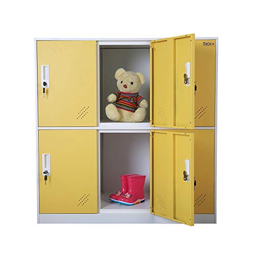 MECOLOR Steel Office Locker Cabinet with Keys, Yellow - School/Home Storage Organizer