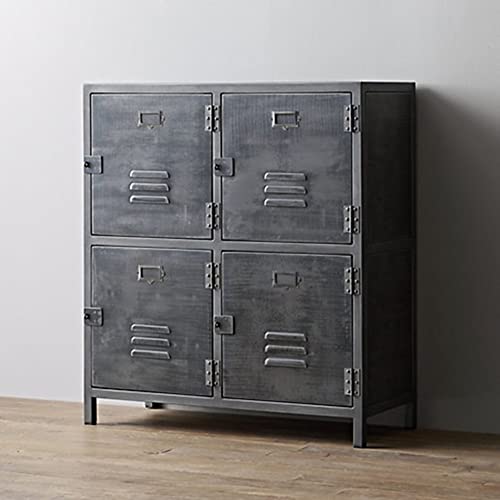 Retro Industrial Storage Cabinet with 4 Doors, Metal Locker Cabinet (100x35x90cm)