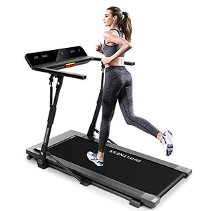 Foldable Treadmill Folding Treadmills for Small Spaces Portable Under Desk Small Manual Treadmills for Home 300 Lbs Weight Capacity Installation Free with Bluetooth Speaker Led Display