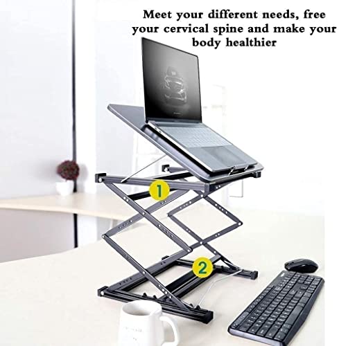 HAOSIZHEYU Mobile Standing Desk Adjustable Height, Adjustable Laptop Desk Home Office Workstation, Rolling Desk Laptop Cart for Standing or Sitting, Black