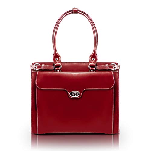 McKleinUSA, W Series, Winnetka, Top Grain Cowhide Leather, 15" Leather Ladies' Laptop Briefcase w/Removable Sleeve, Red (94836),One Size