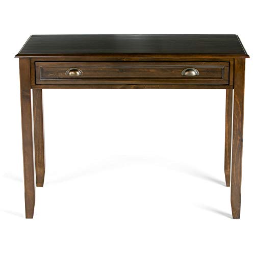 SIMPLIHOME Burlington SOLID WOOD Traditional 42 inch Wide Home Office Desk, Writing Table, Workstation, Study Table Furniture in Mahogany Brown with 1 Drawer
