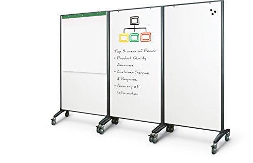Best-Rite 62406 Trek Mobile Double Sided Dry Erase Whiteboard Easel Room Divider, 65"H x 34.75"W, Frame, Black