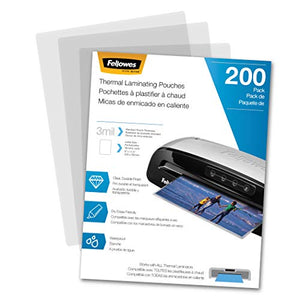 Fellowes Laminator with 10 Pouches & Thermal Laminating Pouches, 200 Pack