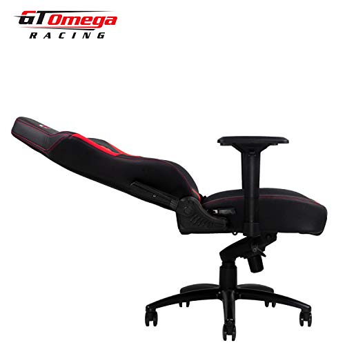 GT OMEGA Master XL Racing Gaming Chair with Lumbar Support - Heavy Duty Ergonomic Office Desk Chair with 4D Adjustable Armrest & Recliner - PVC Leather Esport Seat for Racing Console - Black & Red