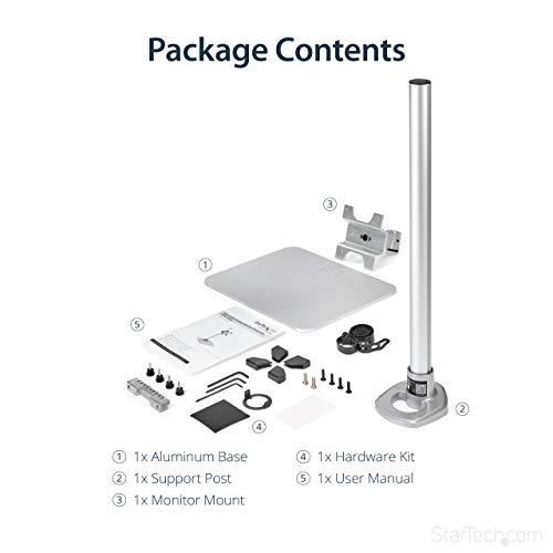 StarTech.com Single Monitor Stand - Adjustable - Supports Monitors 12'' to 34'' - Premium - Single Screen VESA Monitor Mount Stand - Silver (ARMPIVSTND)