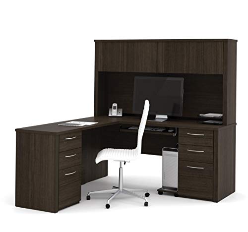 L-Shaped Desk with Two pedestals and Hutch