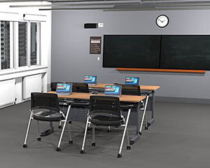 Team Tables Folding 4 Person Training Meeting Seminar Classroom Tables with Z-Base, Power+USB Outlet, and Fold+Nest Storage