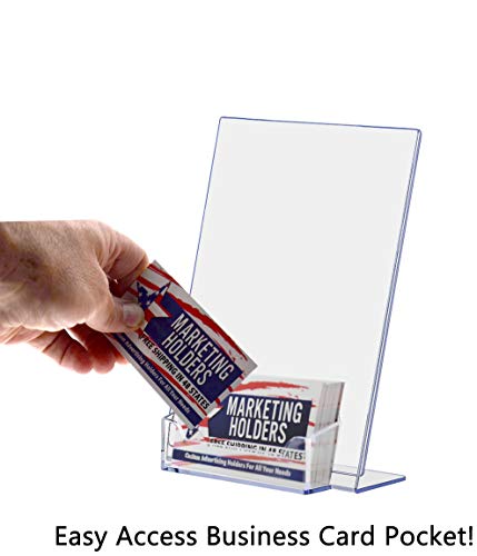 Marketing Holders 5"w x 7"h Advertisement Sign Holder with Attached Business Card Pocket Printed Material Literature Flyer Frame Slant Back Pack of 120