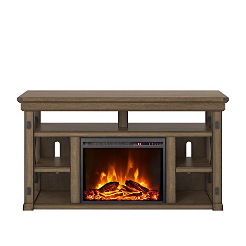 Ameriwood Home Wildwood Fireplace TV Stand, Rustic White