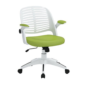 AVE SIX Tyler Ventilated Plastic Back and Padded Mesh Seat Office Chair, Green Seat, White Frame and Back