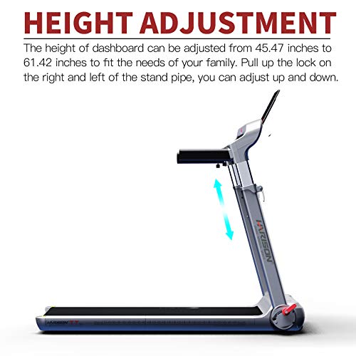 HARISON Folding Treadmill Portable Electric Running Machine 300 LBS Capacity with LCD Display, Device Holder and Adjustable Height for Home Cardio Workout (Installation Free)