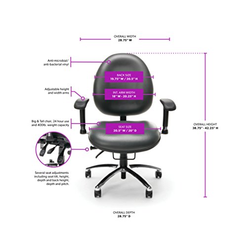 OFM 24/7 Vinyl Chair, Charcoal