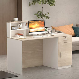 AIEGLE Reception Desk with Counter, Lockable Storage Drawers - Natural (55.1" x 23.6" x 43.3")