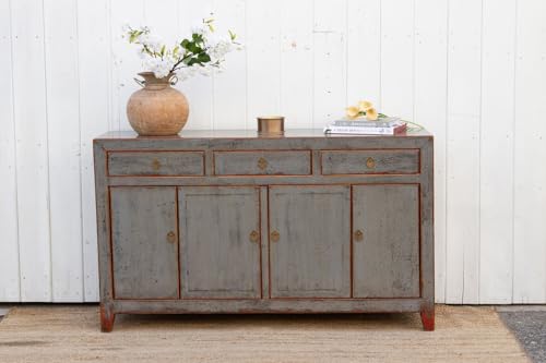Lschool Gray Shadow Lacquered Asian Credenza