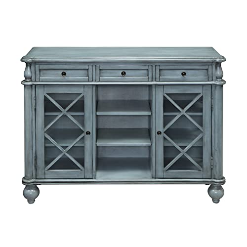 Coast to Coast Mabry Mill Burnished Blue Credenza 48" W x 14.5" D x 36" H