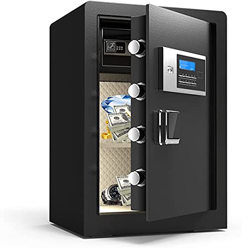 Security Safe Fireproof Waterproof Safe with Digital Keypad and Sensor Light, 2.3 Cubic Feet Large Sized Steel Security Keypad Lock Jewelry Passport Cash Money Gun Cabinet for Home Office Hotel