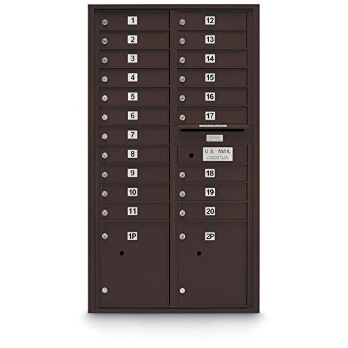 postalproducts N1029415BRNZ 20 Door Standard 4C Mailbox with 2 Parcel Lockers, 56.5" Height, 31.5" Width, Bronze