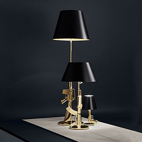 Flos Guns Lounge Gun Floor Lamp Halogen or LED Table Lamp 18K Gold F2955000 Design Philippe Starck 2005 Made in Italy