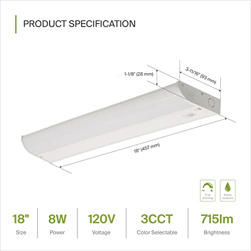 ASD LED Under Cabinet Lighting 18 inch 8W 715 LM, Dimmable - 20 Pack