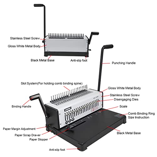 RAYSON SD-220B 21-Hole Comb Binding Machine, Max. Punch 20 Sheets, Binding 400 Sheets