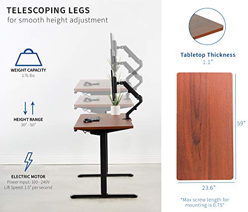 VIVO Electric Height Adjustable 60 x 24 inch Memory Stand Up Desk, Dark Walnut Solid One-Piece Table Top, Black Frame, Standing Workstation with Preset Controller, DESK-KIT-1B6D