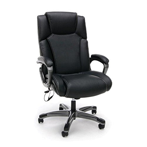 Essentials Massage Office, Computer, or Gaming Chair - Heated Shiatsu Plush Leather Executive Chair, Black (ESS-6035M)