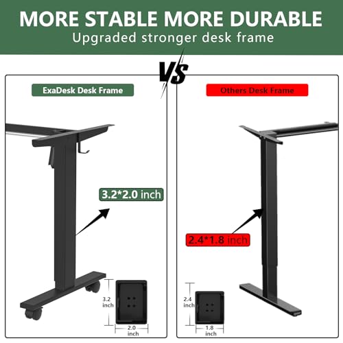 ExaDesk Electric Standing Desk 55×30 Inch with 2 Drawers, Adjustable Height and Storage Shelf