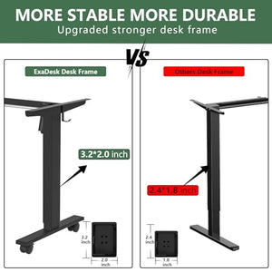 ExaDesk Electric Standing Desk 55×30 Inch with 2 Drawers, Adjustable Height & Storage Shelf