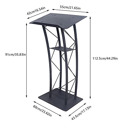 TBVECHI Black Wrought Iron Podium - Durable Metal Wood Lectern - 21.65 x 16.54inch