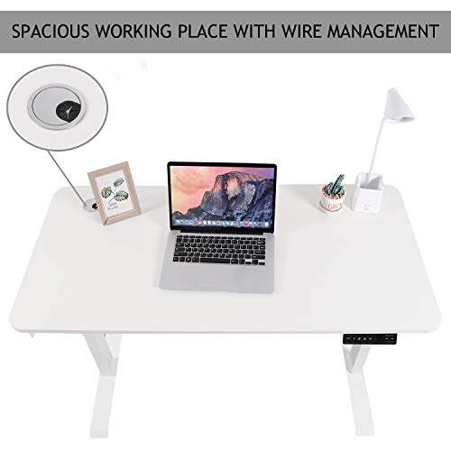 Electric Standing Desk Height Adjustable Desk, 48x 24 inches Sit Stand Desk Home Office Workstation Stand up Desk Sit to Stand Tabletop, White