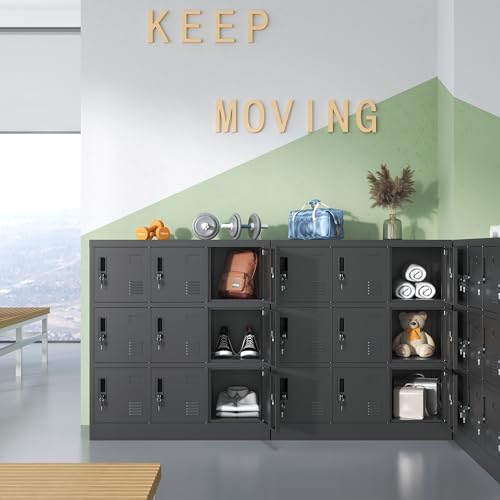 VIYET Employee Storage Locker, 9-Door Metal Locker with Card Slot - Black
