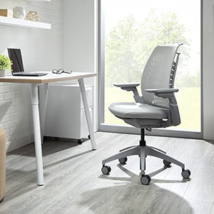 Allsteel Mimeo Mesh Office Chair with Lumbar Support, Adjustable Arms, Activated Recline, 300lb Max Weight - Light Gray Loft