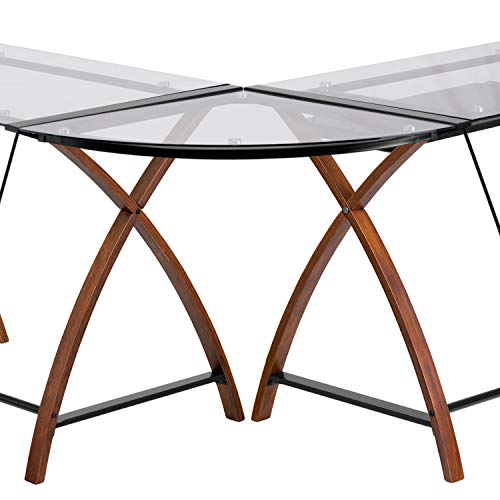 Flash Furniture Glass L-Shape Desk with Pull-Out Keyboard Tray
