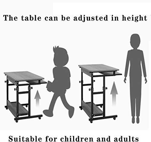 XUERUIGANG Mobile Stand Up Desk, Adjustable Laptop Desk with Wheels Storage Desk Home Office Workstation, Rolling Table Laptop Cart （Black）