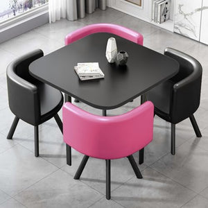 ORBANA Modern Vintage Round Table and Chair Set for 4, Lounge and Small Office Conference Furniture