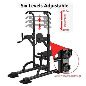 KINGC Heavy Power Tower Dip Stands Adjusting Pull Up/Push IP Bench Fitness Rack Home Gyms Strength Training Equipment Workout Machine 330 Lbs Load (A)