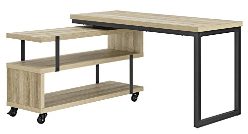 Ameriwood Home Ryker L-Shaped Swivel Desk, Brown Oak