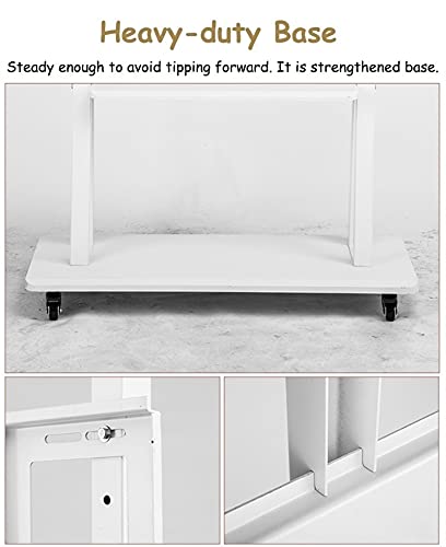 YokIma White TV Stand for 32-70 Inch TV On Wheels with 3 Shelf