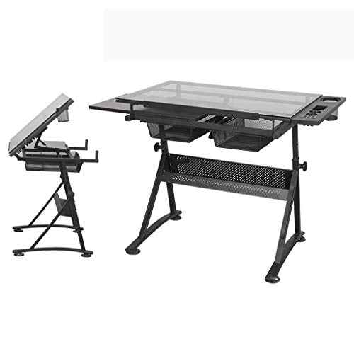Height Adjustable Drawing Desk, Tiltable Craft Table with Storage, Large Art Desk, for Home Office Drafting Table