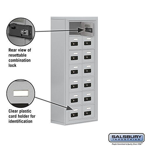Salsbury Industries 19078-14ASC Cell Phone-7 Unit Surface Mounted-Resettable Combination Locks with 8-Inch Diameter Compartments, Aluminum