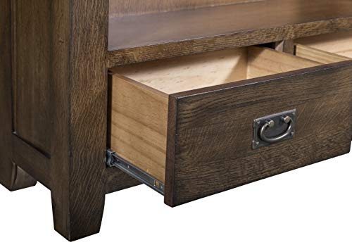 Mission Quarter Sawn Oak Bookcase with 2-Drawers & Open Shelves