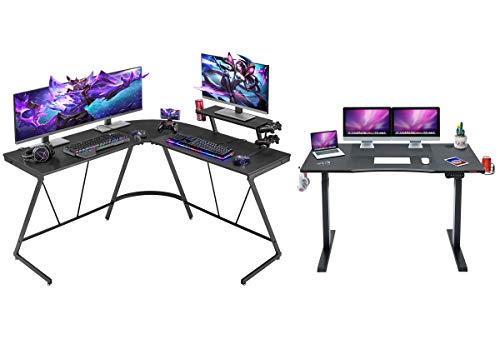 Mr IRONSTONE Electric Height Adjustable Desk 53.5" Standing Desk Sit to Stand Home Office Computer Desk & L-Shaped Gaming Desk 50.8" Computer Corner Game Desk, Home Office Writing Workstation