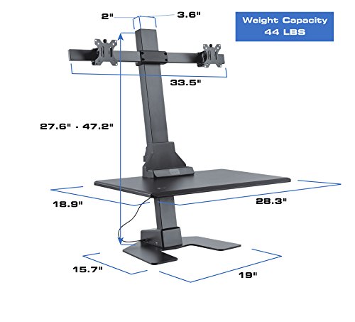 Star Ergonomics Electric Sit-Stand Workstation Premium Series - Motor Driven Height Adjustment, Flexible Monitor (SE05E2WB)