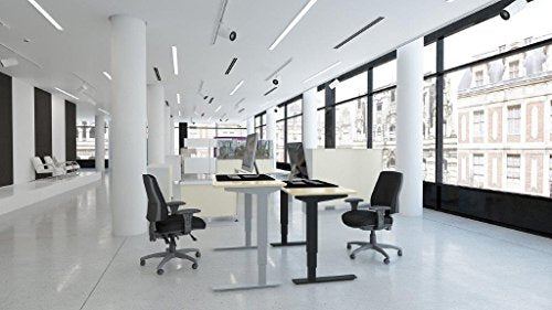 ConSet Electric Height Adjustable Desk 30"d x 60"w With Silver Base + Beech Laminate Top