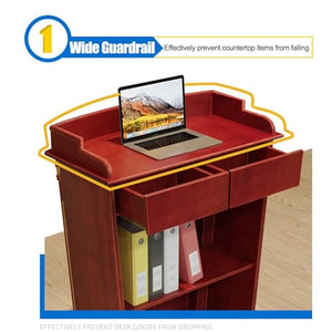 VducK Lectern Podium Stand with Wide Reading Surface and Storage Shelf